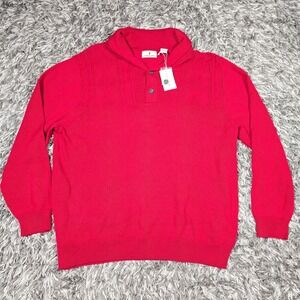 Southern Pines Red Cotton Shawl Collar Button Neck Sweater Men's XXL